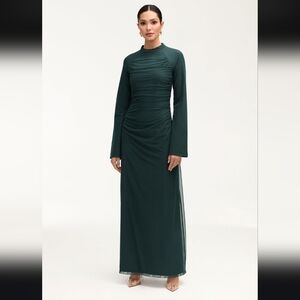Elegant Green Long Sleeve Dress